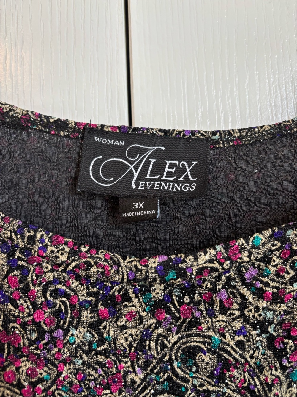 Alex Evenings Black Multicolor Beaded Open Jacket with Tank top - Picture 5 of 10